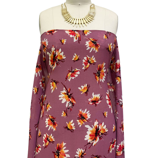 DP-1210-504-MAUVE-CORAL-YELLOW - PRINTED WOOL DOBBY 100% POLYESTER