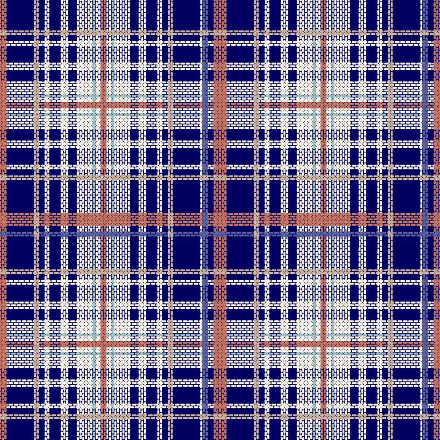 DP-1216-668-NAVY-ORANGE-RUST - PRINTED DTY 92% POLY 8% SPANDEX DTY DOUBLE SIDED BRUSH