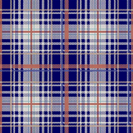 DP-1216-668-NAVY-ORANGE-RUST - PRINTED DTY 92% POLY 8% SPANDEX DTY DOUBLE SIDED BRUSH