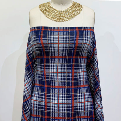 DP-1216-668-NAVY-ORANGE-RUST - PRINTED DTY 92% POLY 8% SPANDEX DTY DOUBLE SIDED BRUSH