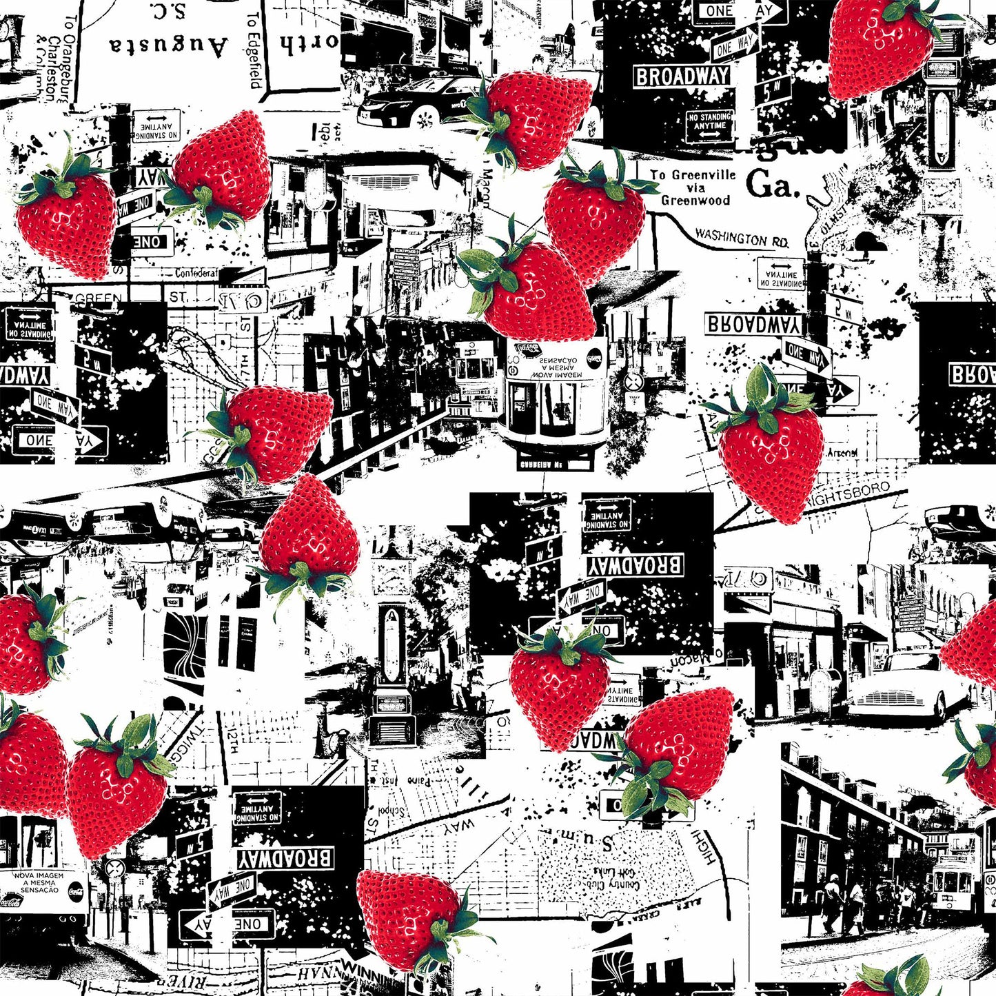 DP-1248-506-BLACK-STRAWBERRY-PRINTED FRENCH TERRY 63%POLY  33%RAYON  4% SPANDEX