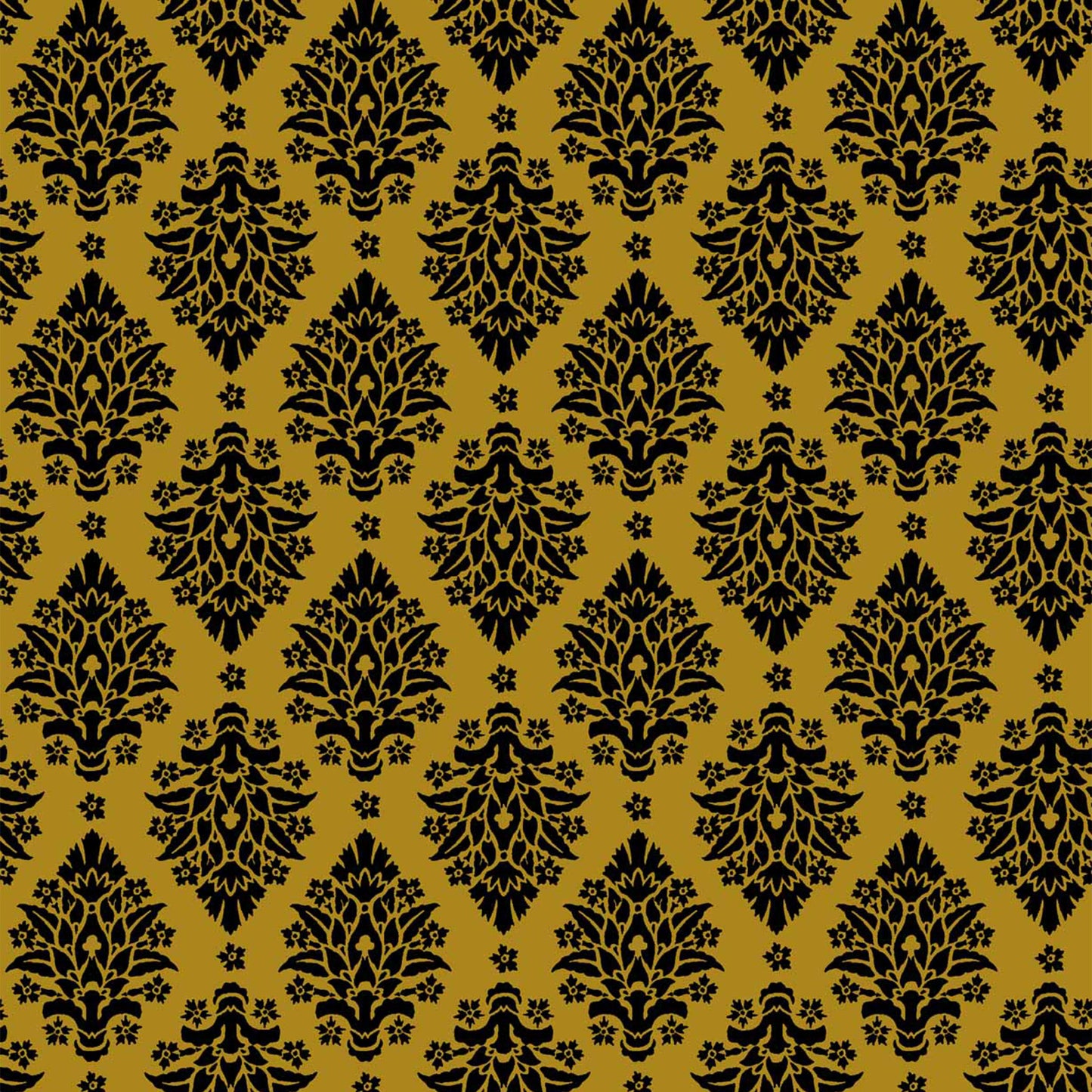 DP-1257-688-HONEY-MUSTARD-BLACK - PRINTED LINEN LOOK 100% POLYESTER