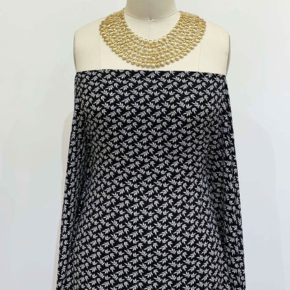 DP-1265-688-BLACK-OFFWHITE - PRINTED LINEN LOOK 100% POLYESTER