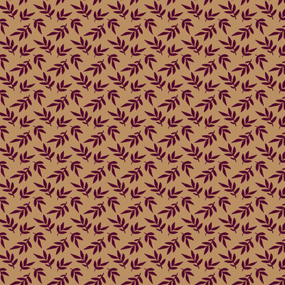 DP-1265-688-GOLDEN-OCHRE-BURGUNDY - PRINTED LINEN LOOK 100% POLYESTER