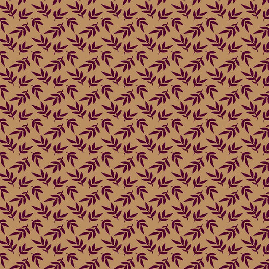 DP-1265-688-GOLDEN-OCHRE-BURGUNDY - PRINTED LINEN LOOK 100% POLYESTER
