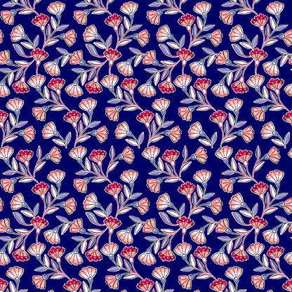 DP-127-506-NAVY-RED-PRINTED FRENCH TERRY 63%POLY  33%RAYON  4% SPANDEX