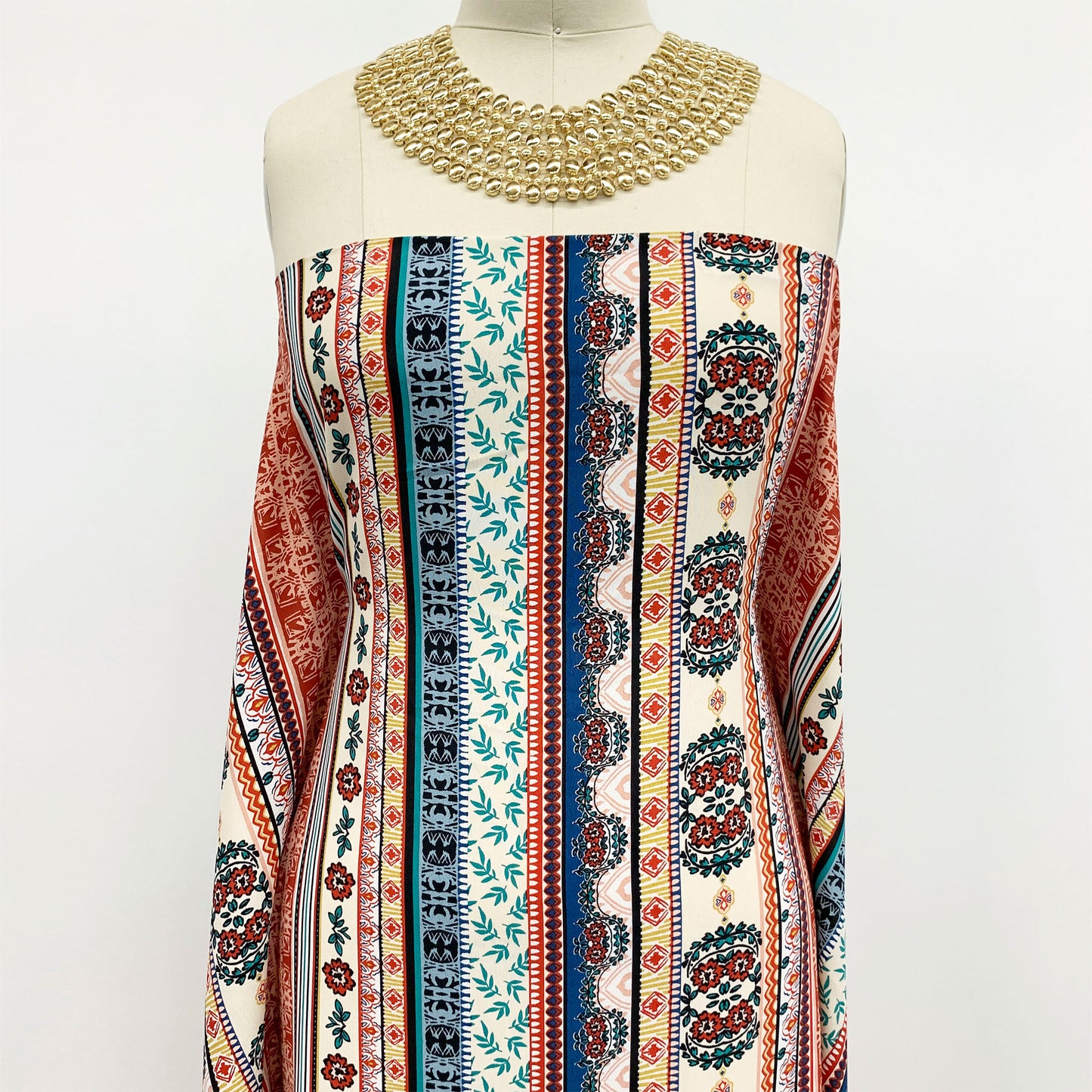 DP-1271-754-RED-CLAY-TURQUOISE - PRINTED POLY MOROCCAN 100% POLY