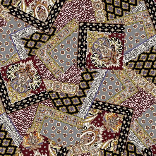 DP-1272-754-BLACK-CHOCO-GREY - PRINTED POLY MOROCCAN 100% POLY