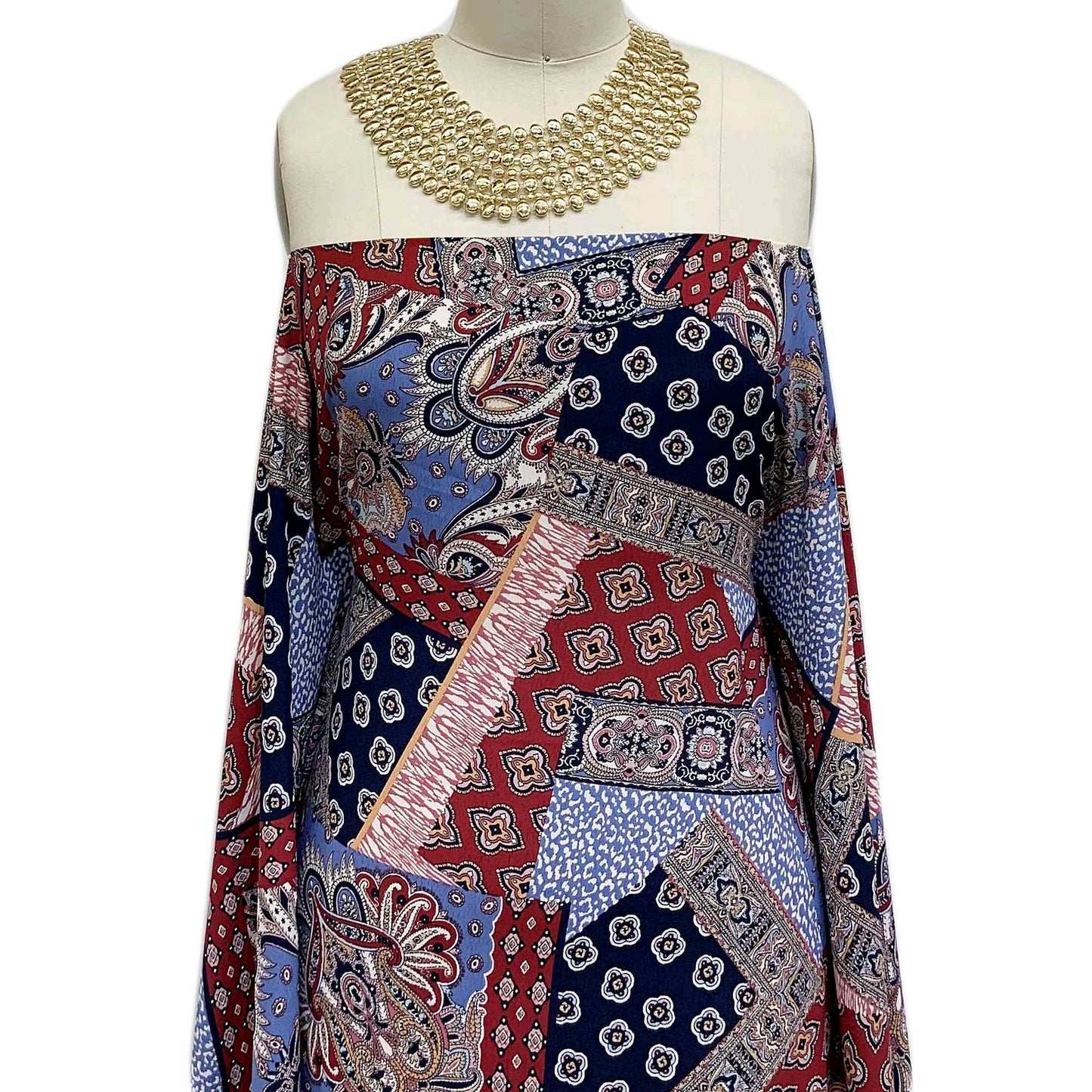 DP-1272-754-WINE-BLUE-NAVY - PRINTED POLY MOROCCAN 100% POLY