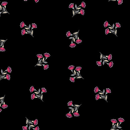 DP-128-688-BLACK-RED - PRINTED LINEN LOOK 100% POLYESTER