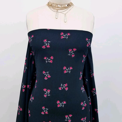DP-128-688-BLACK-RED - PRINTED LINEN LOOK 100% POLYESTER
