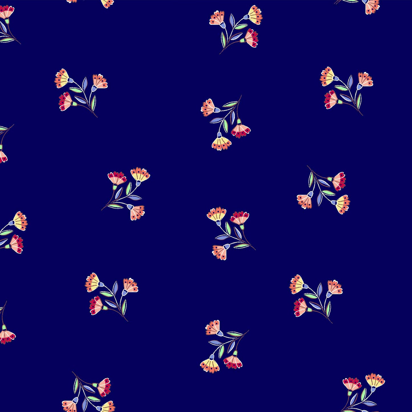 DP-128-688-NAVY-PEACH - PRINTED LINEN LOOK 100% POLYESTER