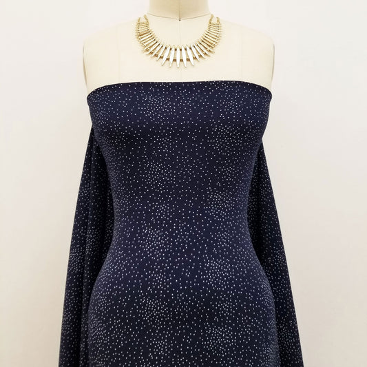 DP-1331-688-NAVY-OFF-WHITE - PRINTED LINEN LOOK 100% POLYESTER