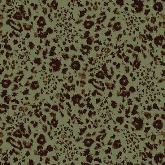 DP-1338-698-MOSS-BROWN- PRINTED RAYON CHALLIS 100% RAYON CHALLIS