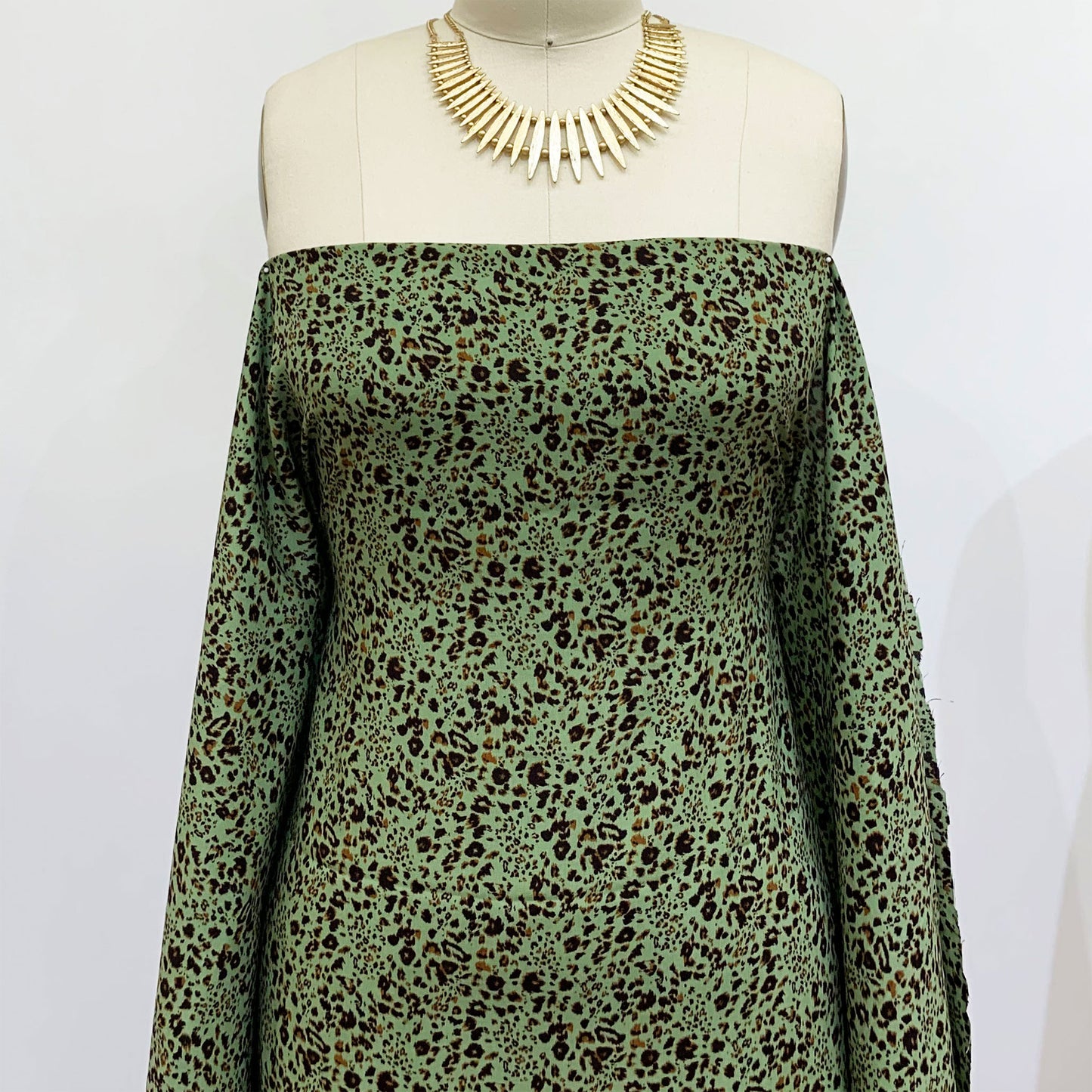 DP-1338-698-MOSS-BROWN- PRINTED RAYON CHALLIS 100% RAYON CHALLIS