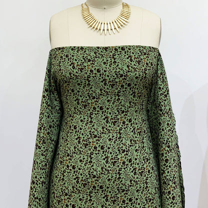 DP-1338-698-MOSS-BROWN- PRINTED RAYON CHALLIS 100% RAYON CHALLIS