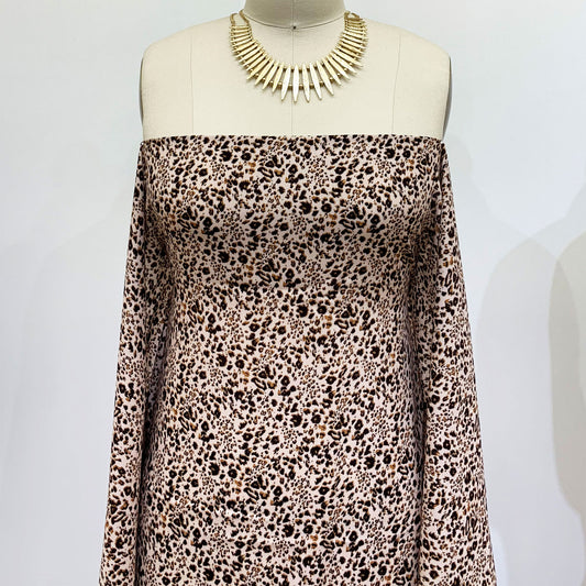 DP-1338-698-TAN-BROWN- PRINTED RAYON CHALLIS 100% RAYON CHALLIS