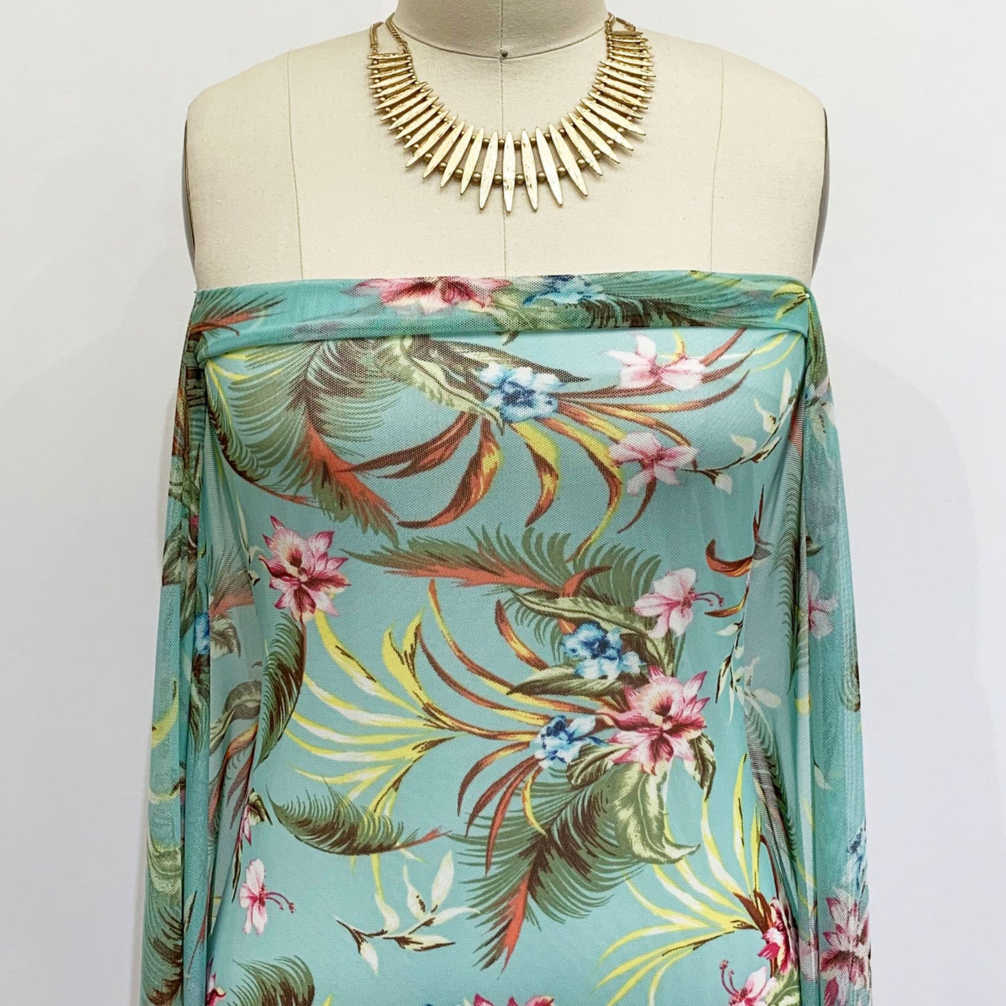 DP-1376-453-MINT-PINK-AQUA - PRINTED POLY POWER MESH 92%POLY 8%SPANDEX