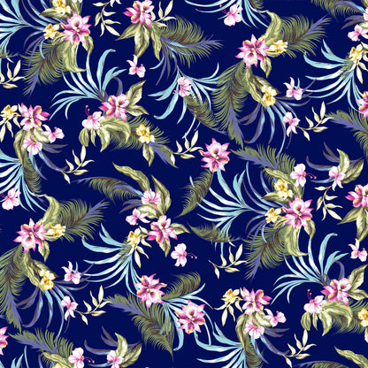 DP-1376-453-NAVY-PINK-YELLOW - PRINTED POLY POWER MESH 92%POLY 8%SPANDEX