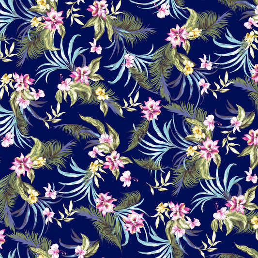 DP-1376-453-NAVY-PINK-YELLOW - PRINTED POLY POWER MESH 92%POLY 8%SPANDEX