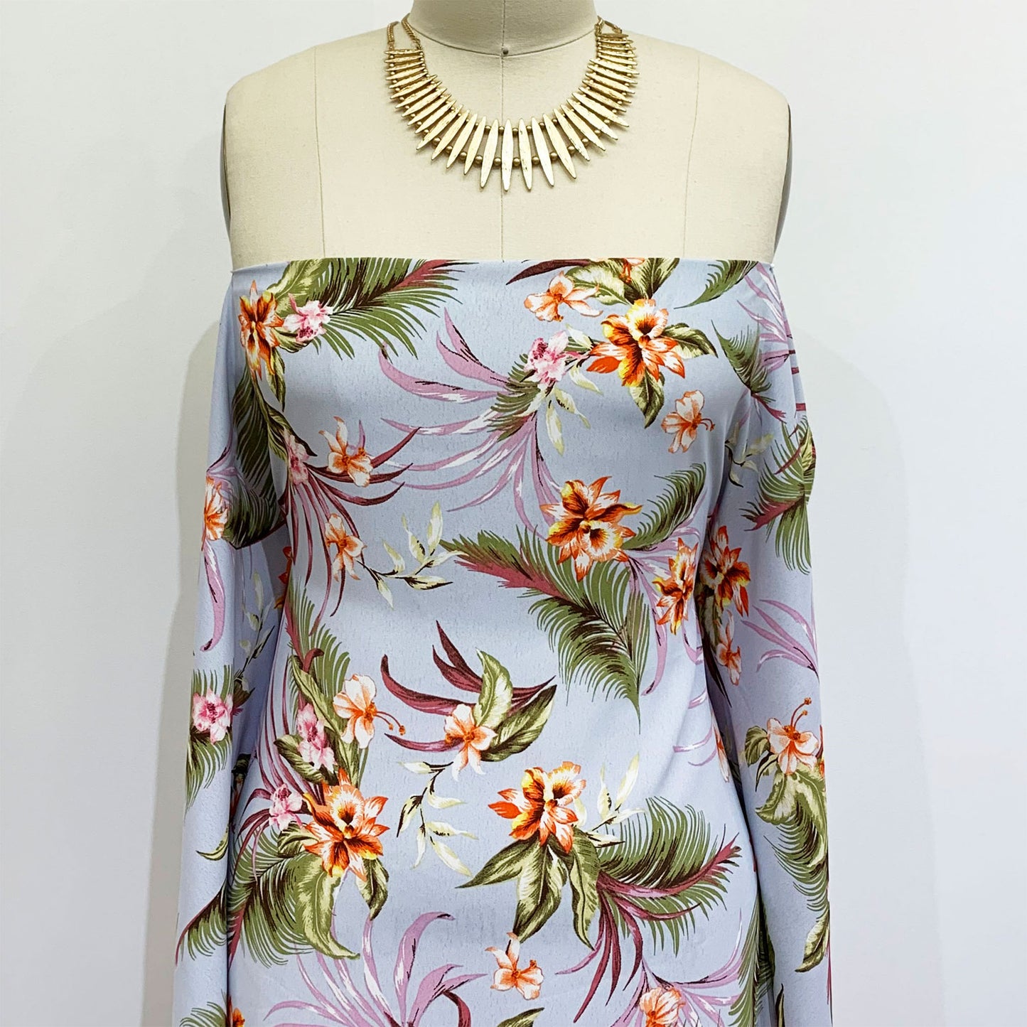 DP-1376-754-FOGGY-BLUE-CANTALOUPE-PINK - PRINTED POLY MOROCCAN 100% POLY