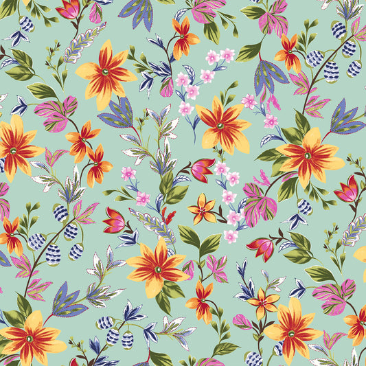 DP-1382-504-DUSTY-MINT-YELLOW-GREEN - PRINTED WOOL DOBBY 100% POLYESTER