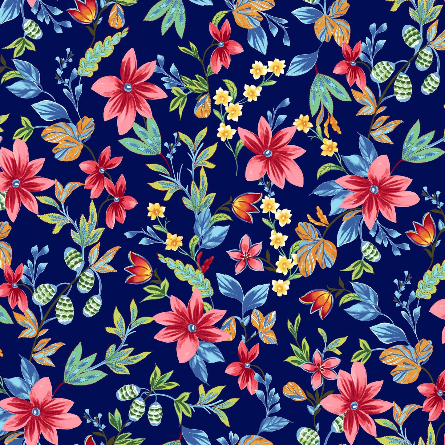 DP-1382-504-NAVY-CORAL-BLUE - PRINTED WOOL DOBBY 100% POLYESTER