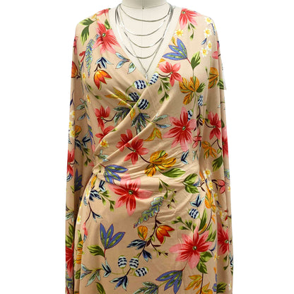 DP-1382-HVY-RSJ-CAMEL-CORAL-MOSS - PRINT RSJ 95% RAYON 5% SPANDEX JERSEY