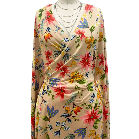 DP-1382-HVY-RSJ-CAMEL-CORAL-MOSS - PRINT RSJ 95% RAYON 5% SPANDEX JERSEY