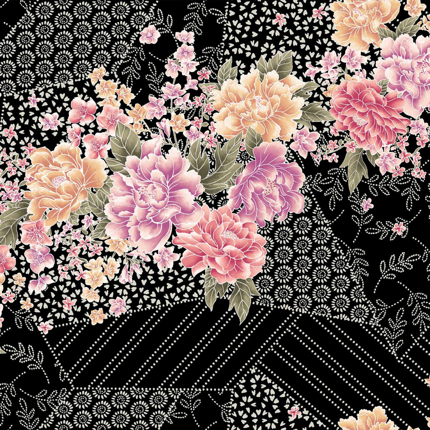 DP-1383-754-BLACK-DUSTY-ROSE - PRINTED POLY MOROCCAN 100% POLY