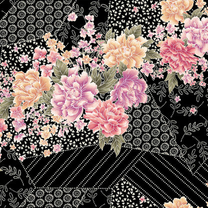 DP-1383-754-BLACK-DUSTY-ROSE - PRINTED POLY MOROCCAN 100% POLY