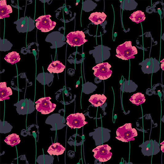 DP-139-586-BLACK-RASPBERRY - PRINTED CREPE CHIFFON 97% POLY 3% SPANDEX