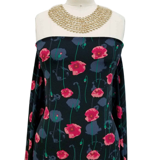 DP-139-586-BLACK-RASPBERRY - PRINTED CREPE CHIFFON 97% POLY 3% SPANDEX