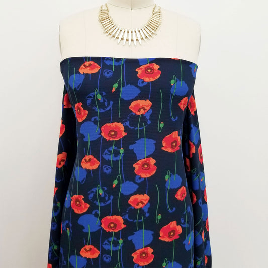 DP-139-586-NAVY-FLAME - PRINTED CREPE CHIFFON 97% POLY 3% SPANDEX