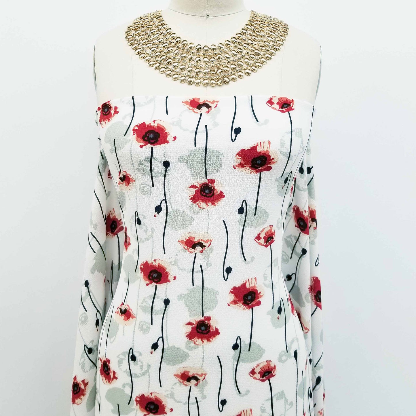 DP-139-586-OFFWHITE-SAGE - PRINTED CREPE CHIFFON 97% POLY 3% SPANDEX