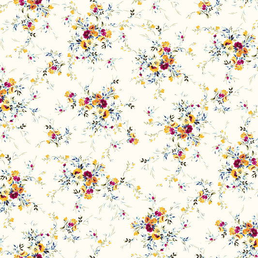 DP-1390-688-IVORY-BERRY-TANGERINE - PRINTED LINEN LOOK 100% POLYESTER