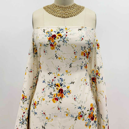 DP-1390-688-IVORY-BERRY-TANGERINE - PRINTED LINEN LOOK 100% POLYESTER