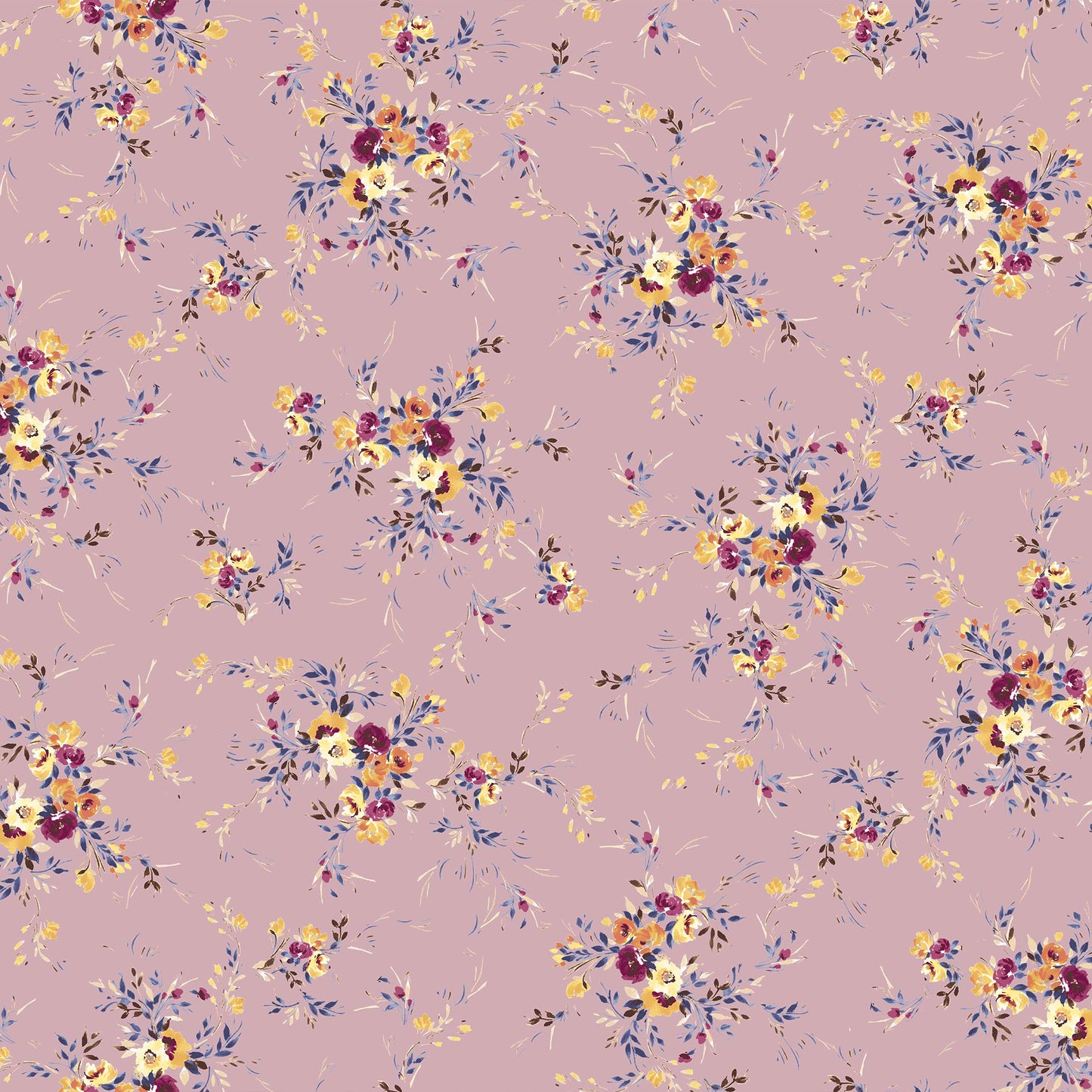 DP-1390-688-MAUVE-BERRY-YELLOW - PRINTED LINEN LOOK 100% POLYESTER