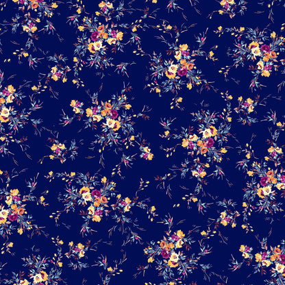 DP-1390-688-NAVY-MAGENTA-GOLD - PRINTED LINEN LOOK 100% POLYESTER