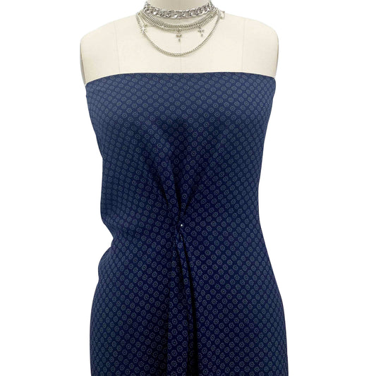 DP-1394-504-NAVY-GOLD - PRINTED WOOL DOBBY 100% POLYESTER