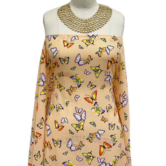 DP-1405-504-CANTALOUPE-LAVENDER - PRINTED WOOL DOBBY 100% POLYESTER