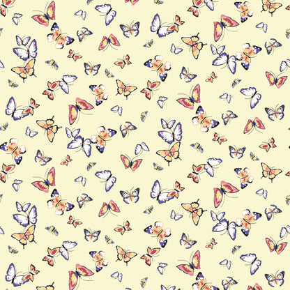 DP-1405-504-SOFT-YELLOW-COBALT - PRINTED WOOL DOBBY 100% POLYESTER