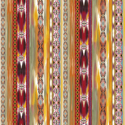 DP-1411-698-DK-CHOCO-RED-MUSTARD- PRINTED RAYON CHALLIS 100% RAYON CHALLIS