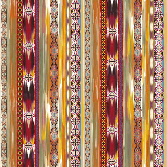 DP-1411-698-DK-CHOCO-RED-MUSTARD- PRINTED RAYON CHALLIS 100% RAYON CHALLIS