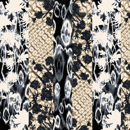 DP-1416-504-BLACK-NEUTRAL - PRINTED TIE DYE WOOL DOBBY 100% POLYESTER