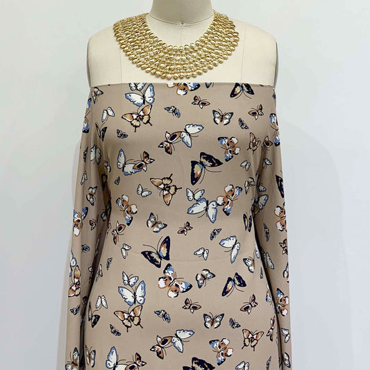 DP-1440-754-TAUPE-BLUE - PRINTED POLY MOROCCAN 100% POLY