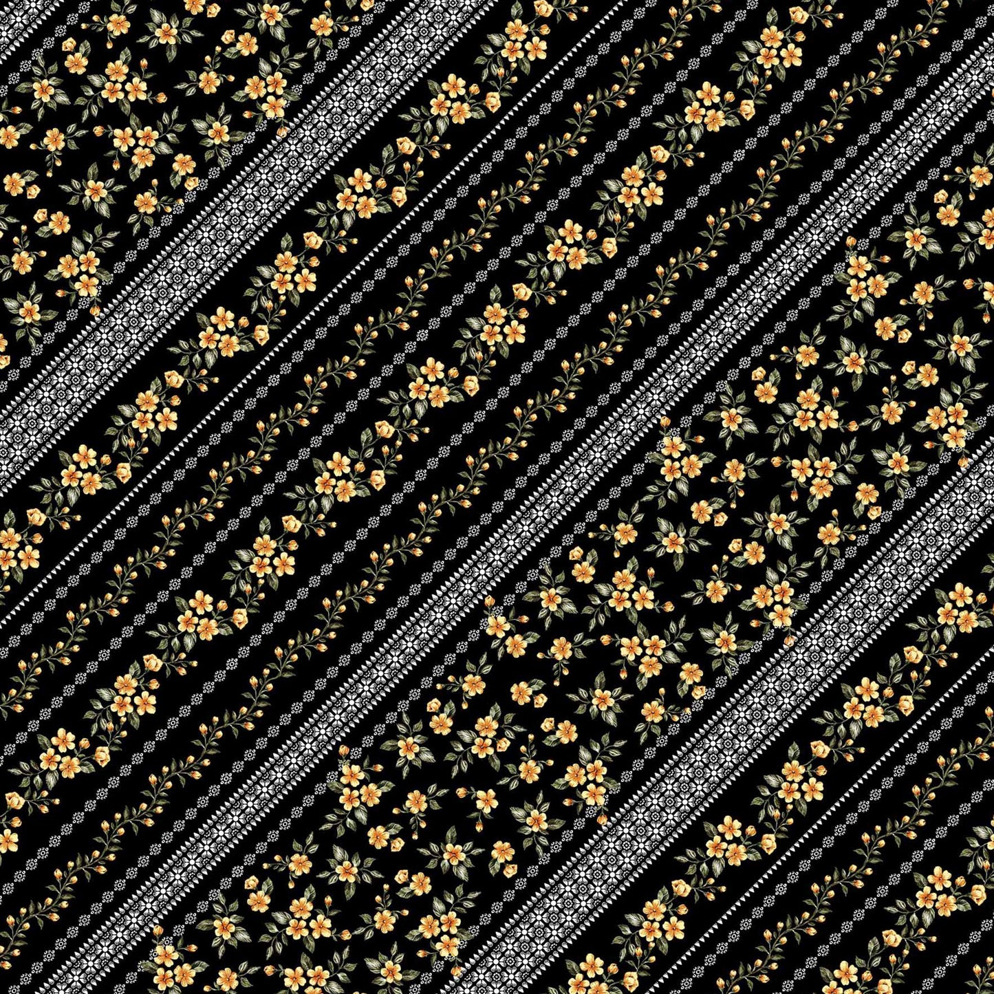 DP-1446-754-BLACK-YELLOW - PRINTED POLY MOROCCAN 100% POLY
