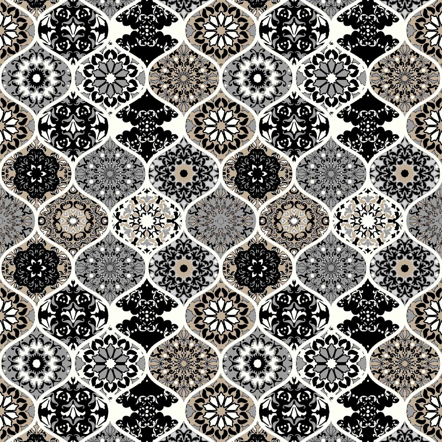 DP-145-703-BLACK-NEUTRAL - PRINTED TWIST CREPE 92% POLY 8% SPANDEX