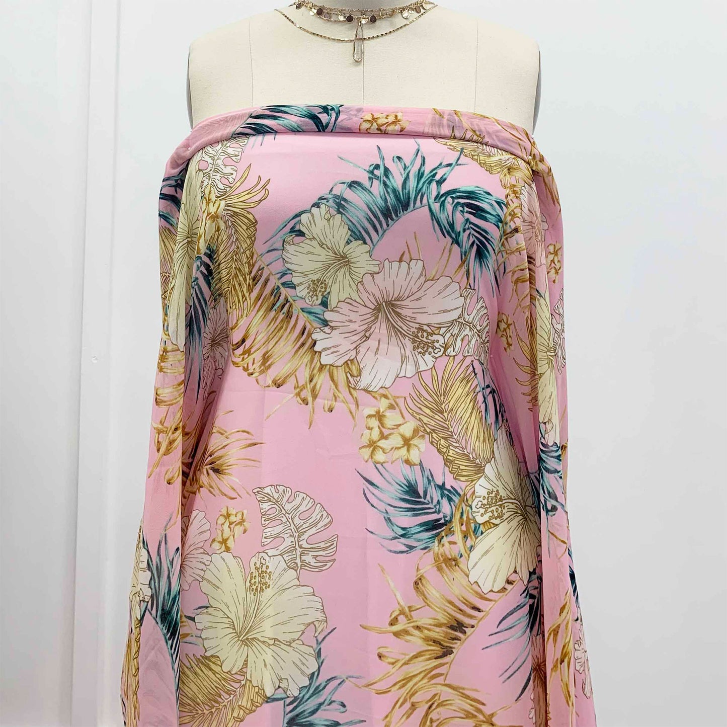 DP-1463-501-BABY-PINK-MELLOW-YELLOW - PRINTED 100% POLYESTER HI MULTI CHIFFON WASH
