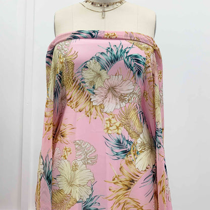 DP-1463-501-BABY-PINK-MELLOW-YELLOW - PRINTED 100% POLYESTER HI MULTI CHIFFON WASH